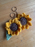 Crocheted Sunflower keychain