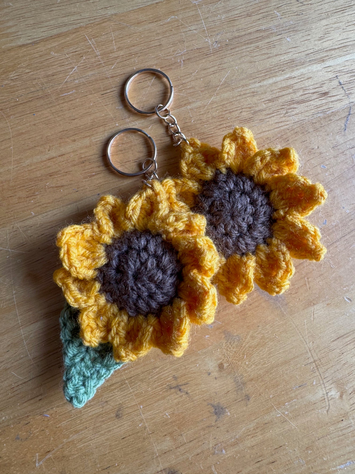 Crocheted Sunflower keychain