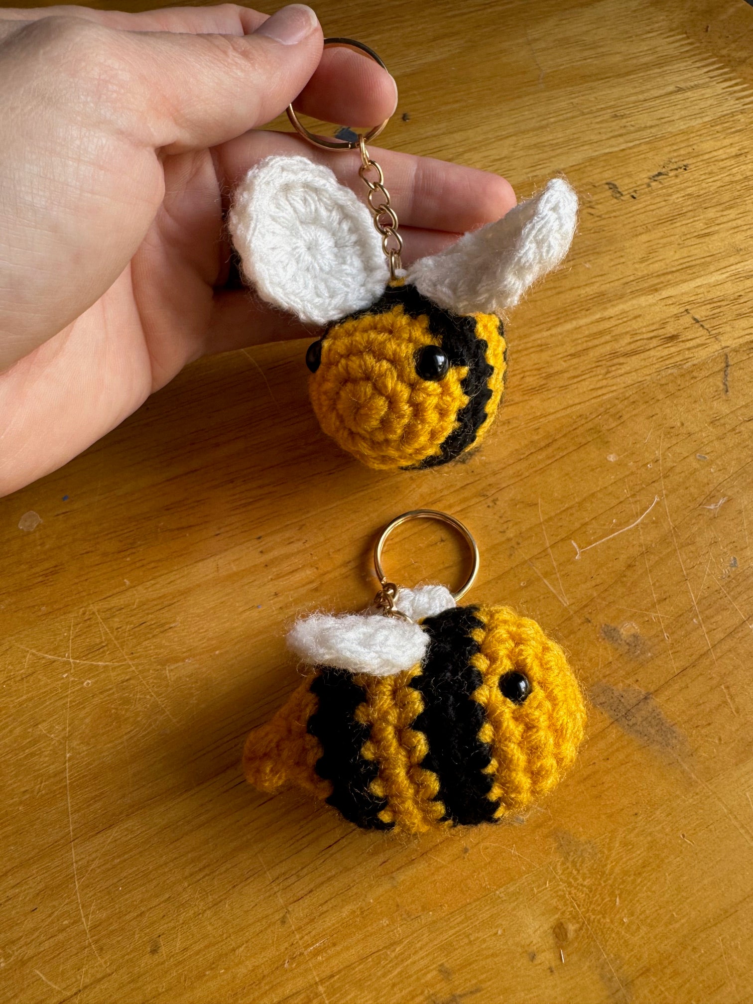 Crocheted Bumblebee keychain