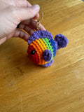 Crocheted Rainbow fish keychain